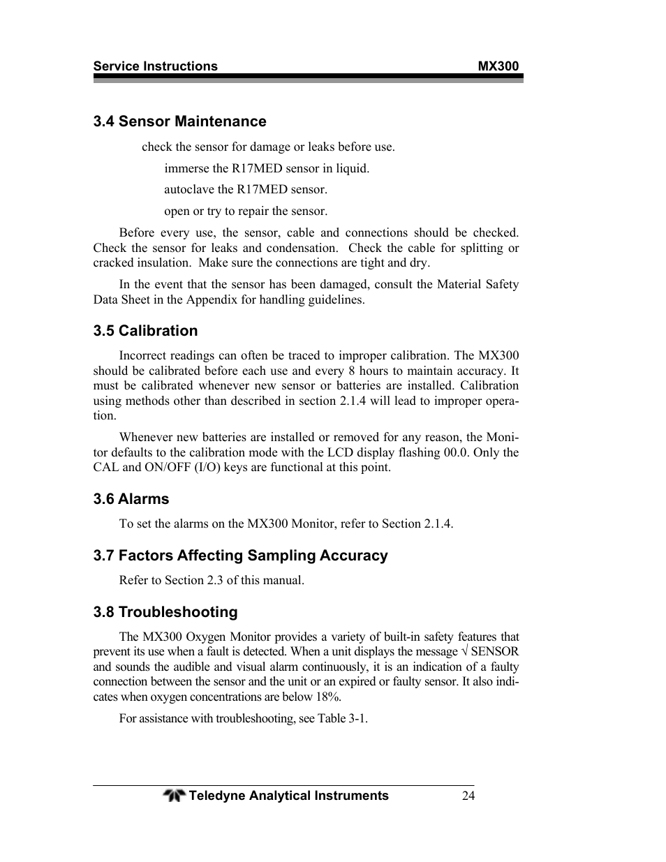 Teledyne MX300 User Manual | Page 32 / 41