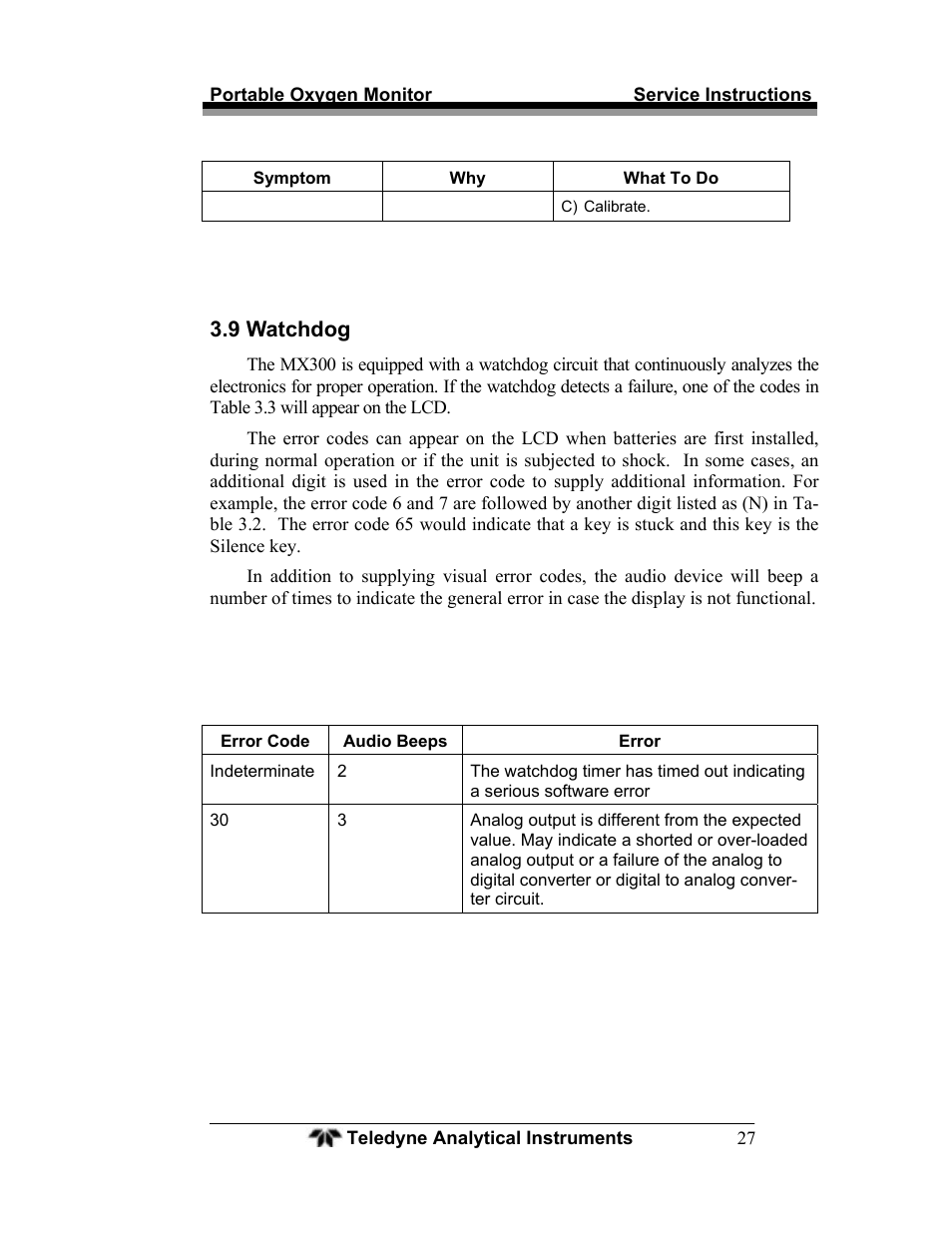 9 watchdog | Teledyne MX300 User Manual | Page 35 / 41