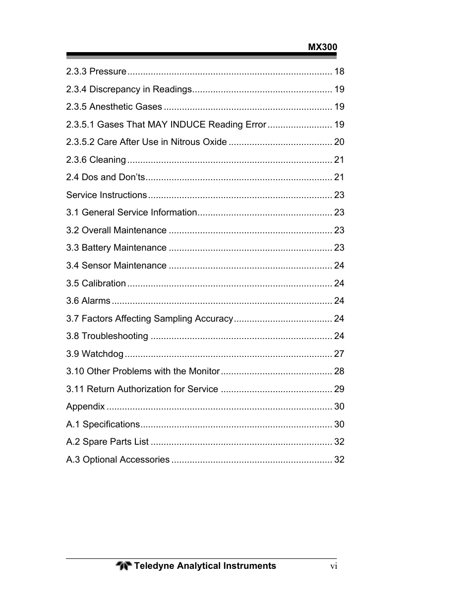 Teledyne MX300 User Manual | Page 6 / 41