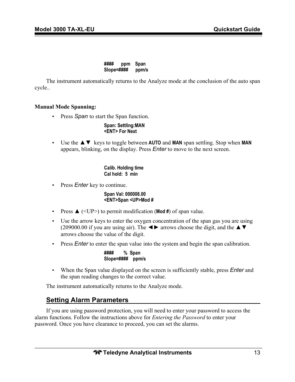 Teledyne Trace Oxygen Analyzer 3000TA-XL-EU User Manual | Page 15 / 17