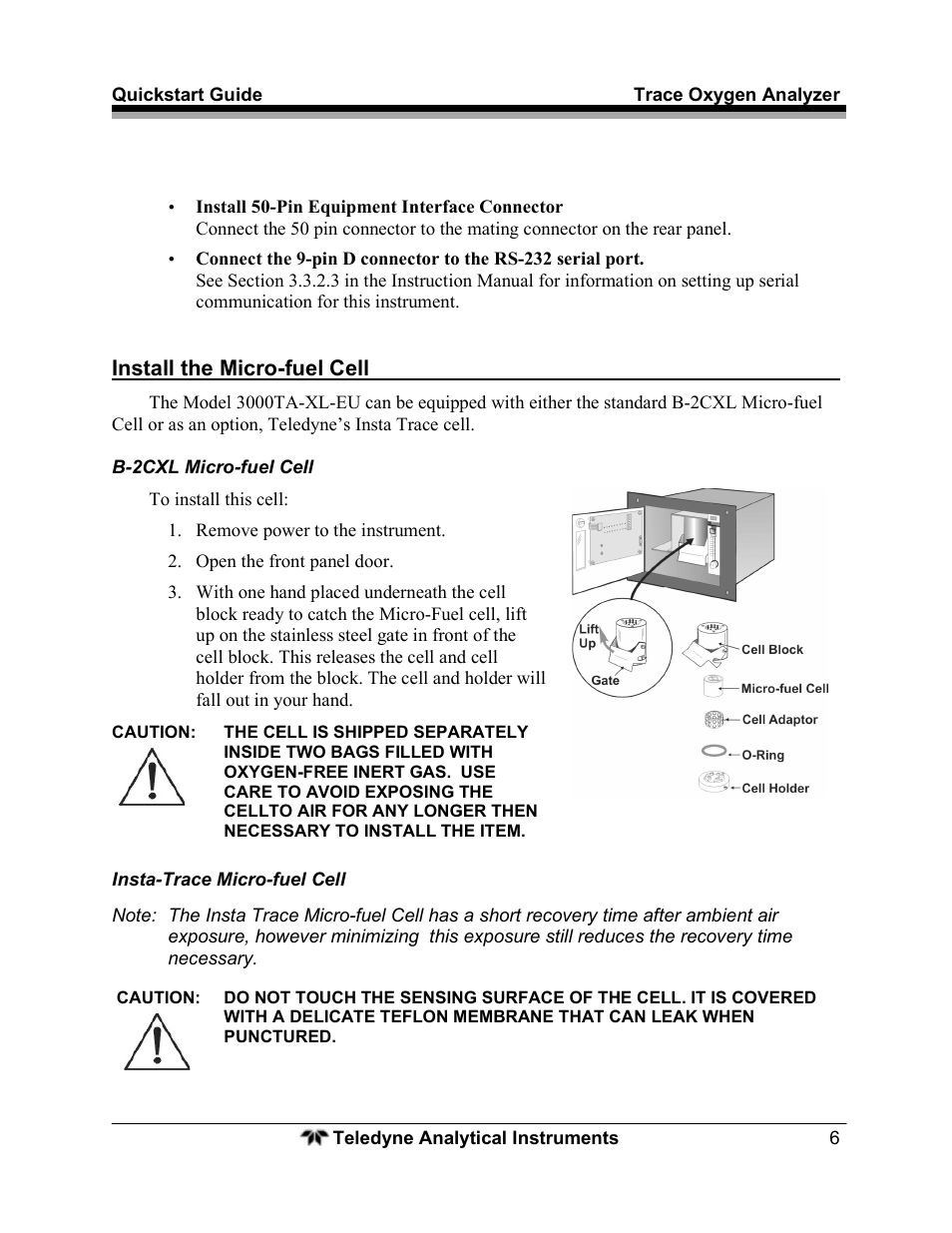 Teledyne Trace Oxygen Analyzer 3000TA-XL-EU User Manual | Page 8 / 17