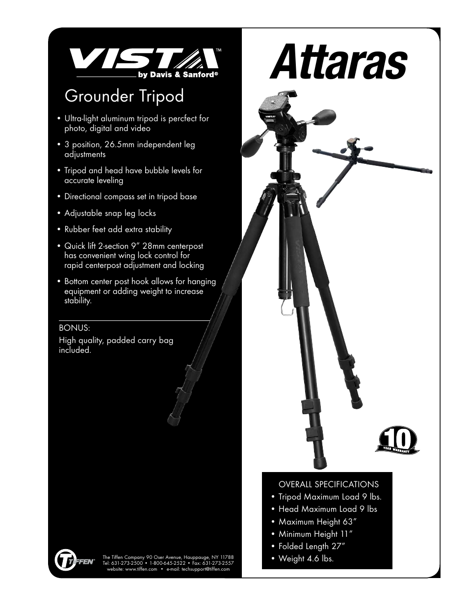 Tiffen Vista Attaras User Manual | 1 page