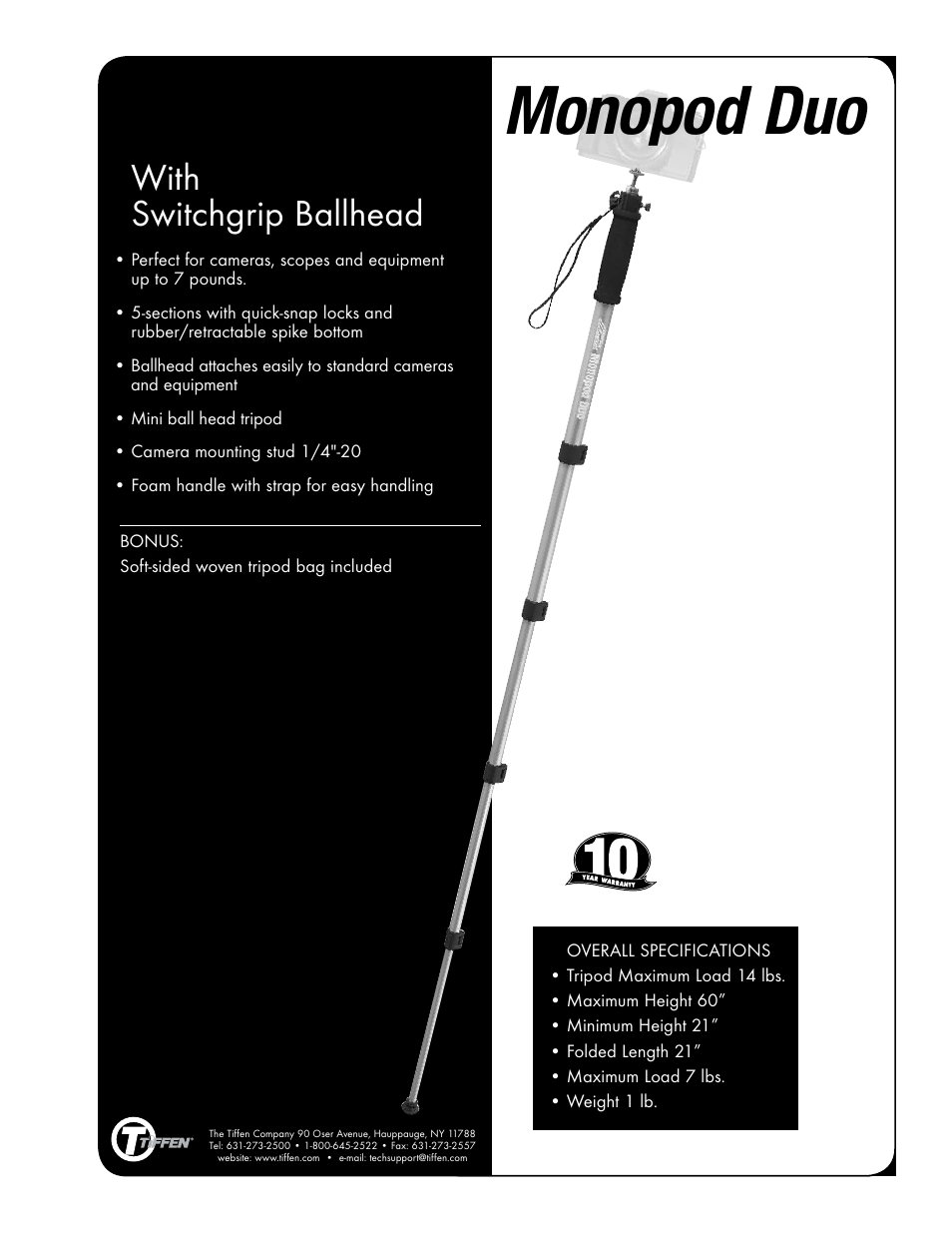 Tiffen Monopod Duo User Manual | 1 page