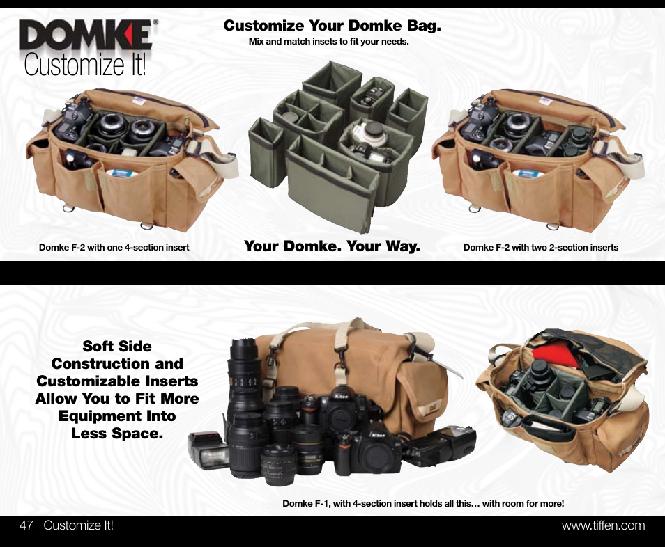 Customize it | Tiffen Domke User Manual | Page 24 / 24