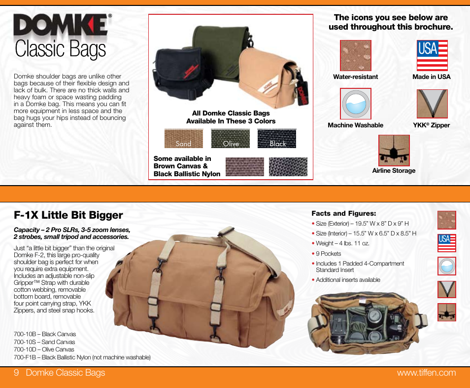 Classic bags, F-1x little bit bigger | Tiffen Domke User Manual | Page 5 / 24