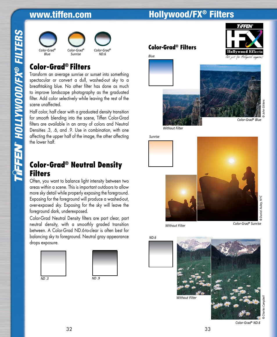 Holl ywood/ fx, Fil ters, Hollywood/fx | Filters, Color-grad, Neutral density filters | Tiffen Digital Photo Video User Manual | Page 17 / 24