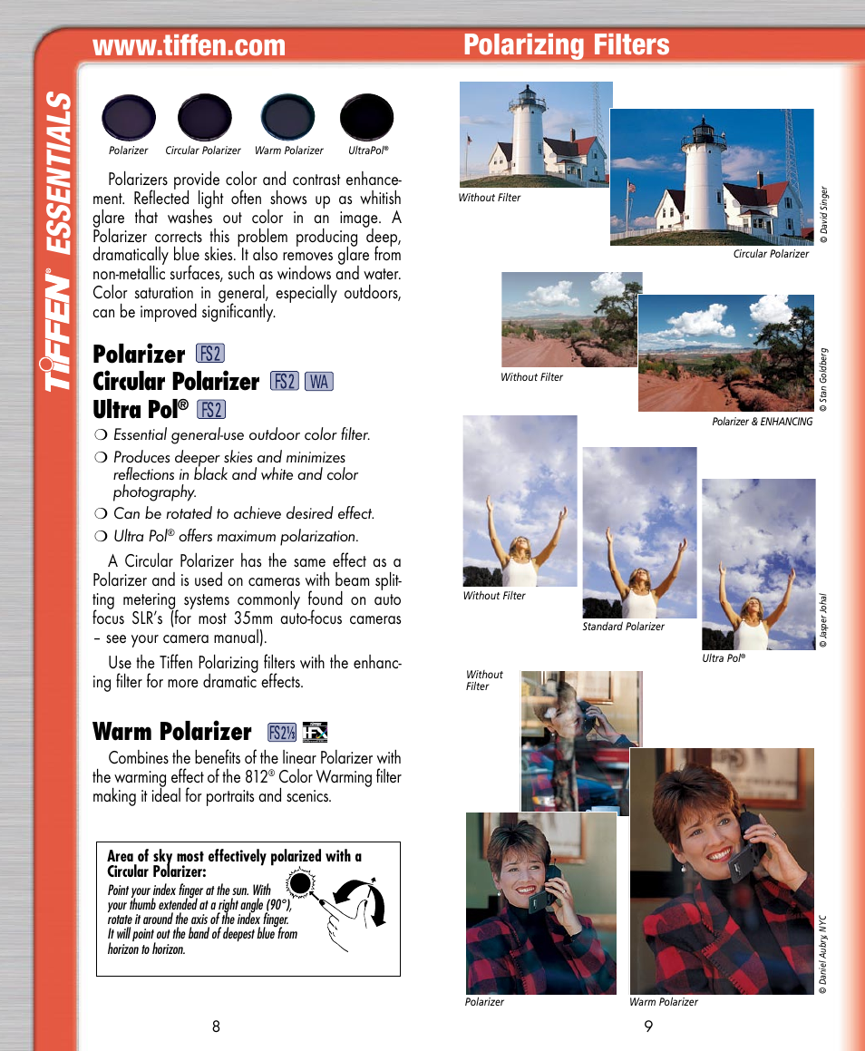 Essentials, Polarizing filters, Polarizer circular polarizer ultra pol | Warm polarizer | Tiffen Digital Photo Video User Manual | Page 5 / 24