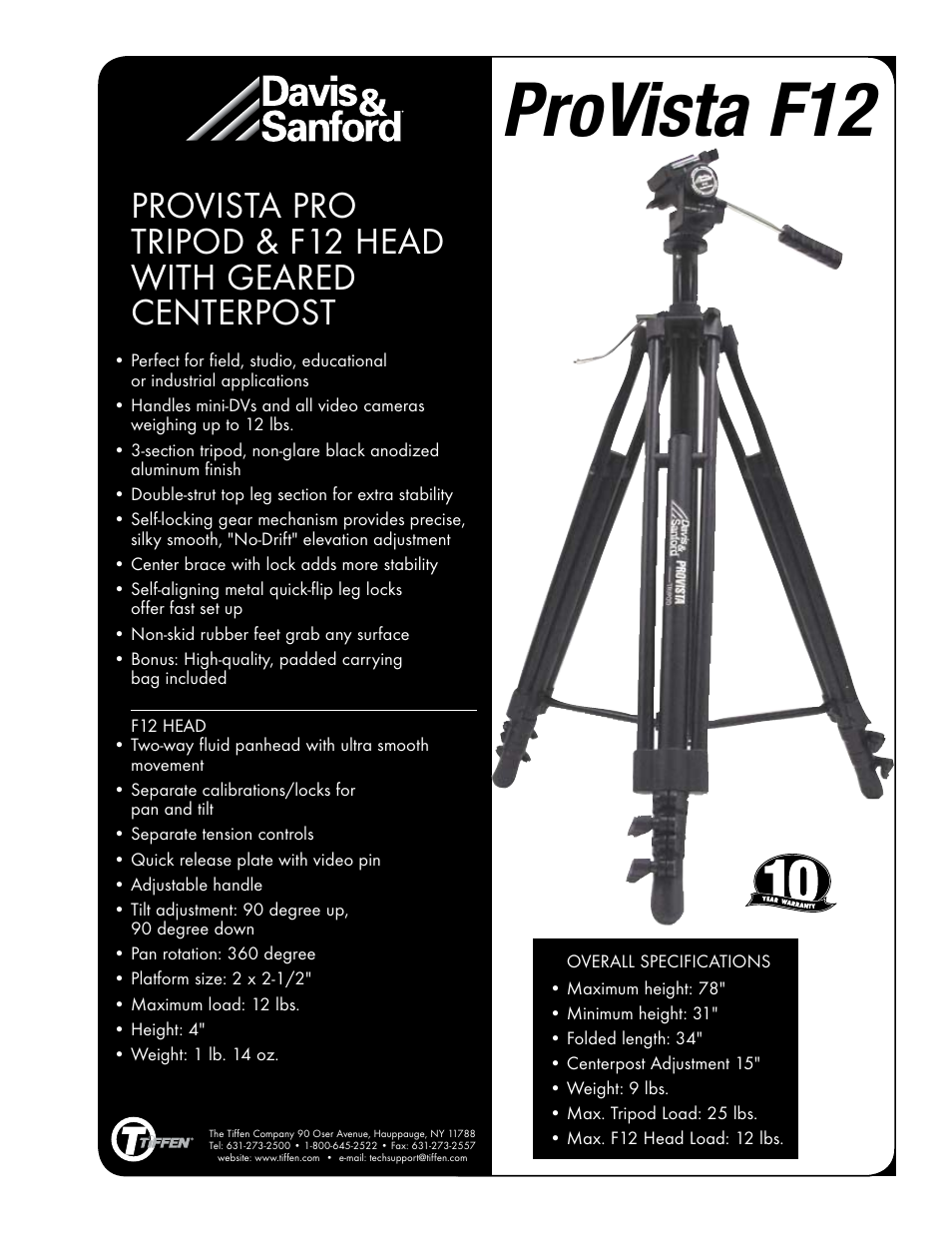 Tiffen Provista F12 User Manual | 1 page