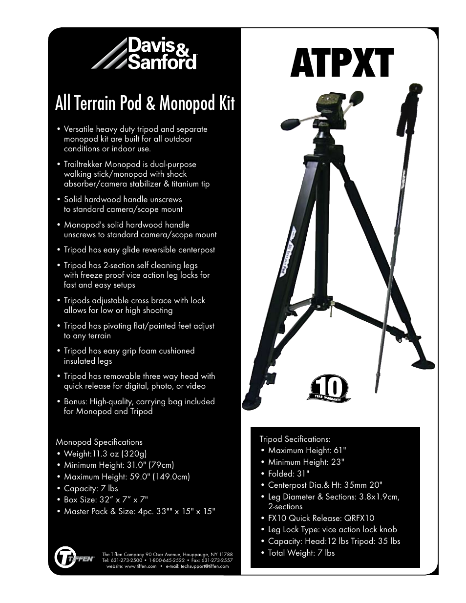 Tiffen Davis & Sanford ATPXT User Manual | 1 page