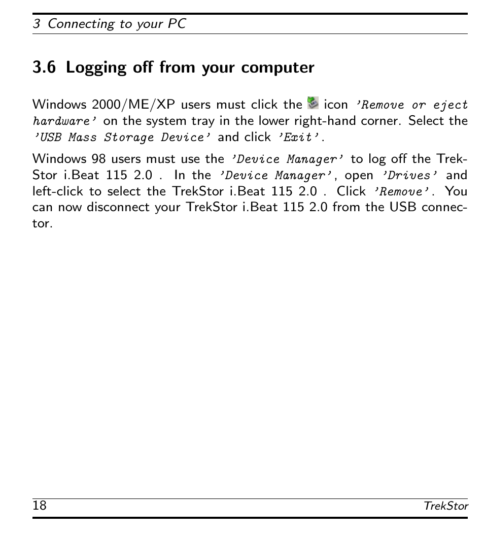 Logging off from your computer, 6 logging off from your computer | TrekStor 115 User Manual | Page 24 / 34