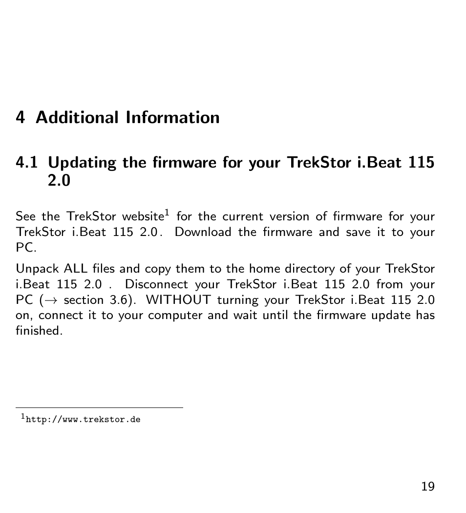 Additional information, 4 additional information | TrekStor 115 User Manual | Page 25 / 34