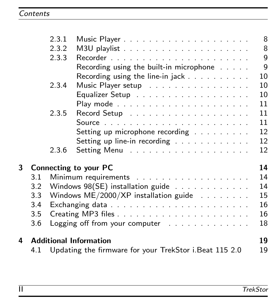 TrekStor 115 User Manual | Page 4 / 34