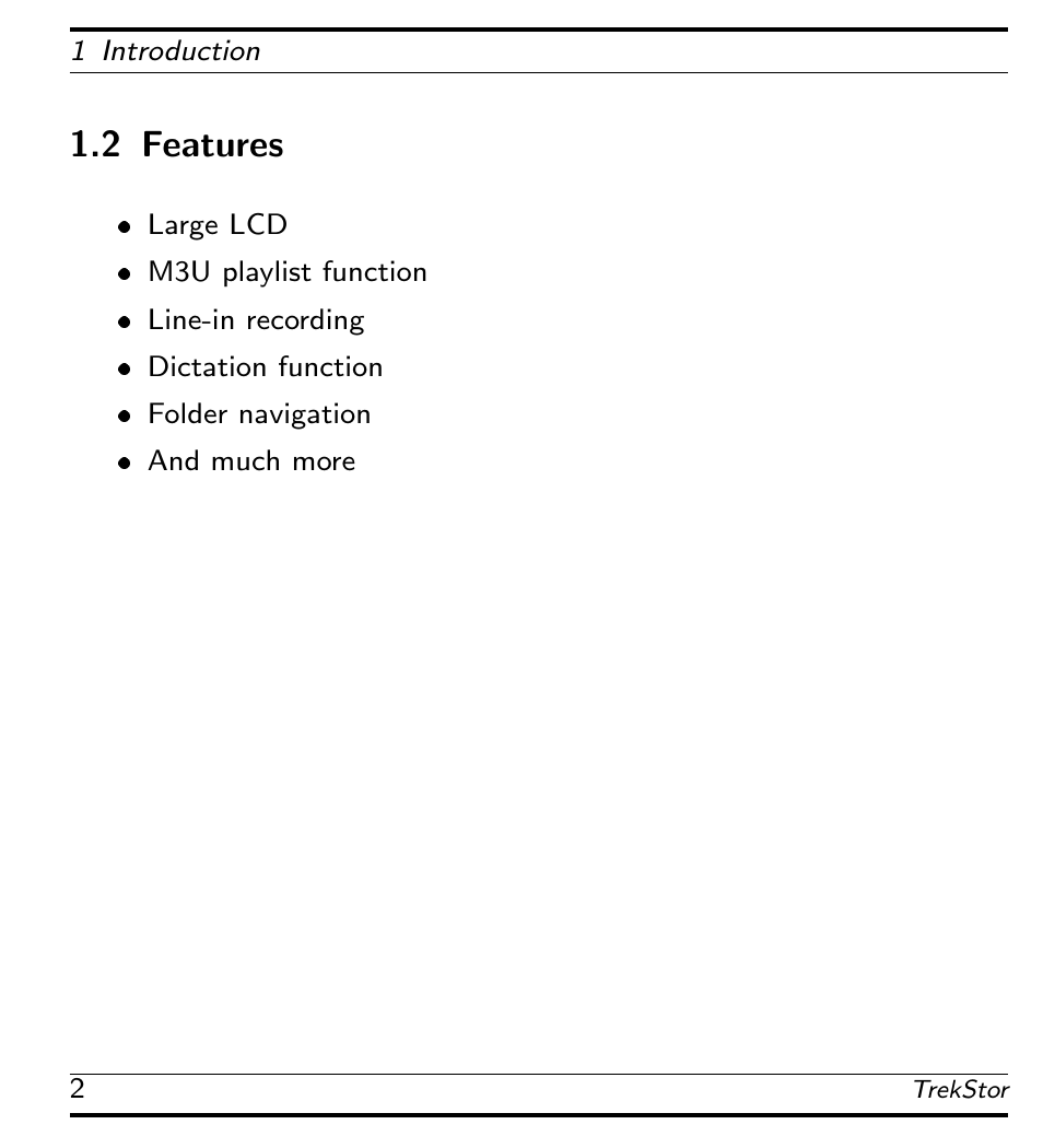 Features, 2 features | TrekStor 115 User Manual | Page 8 / 34