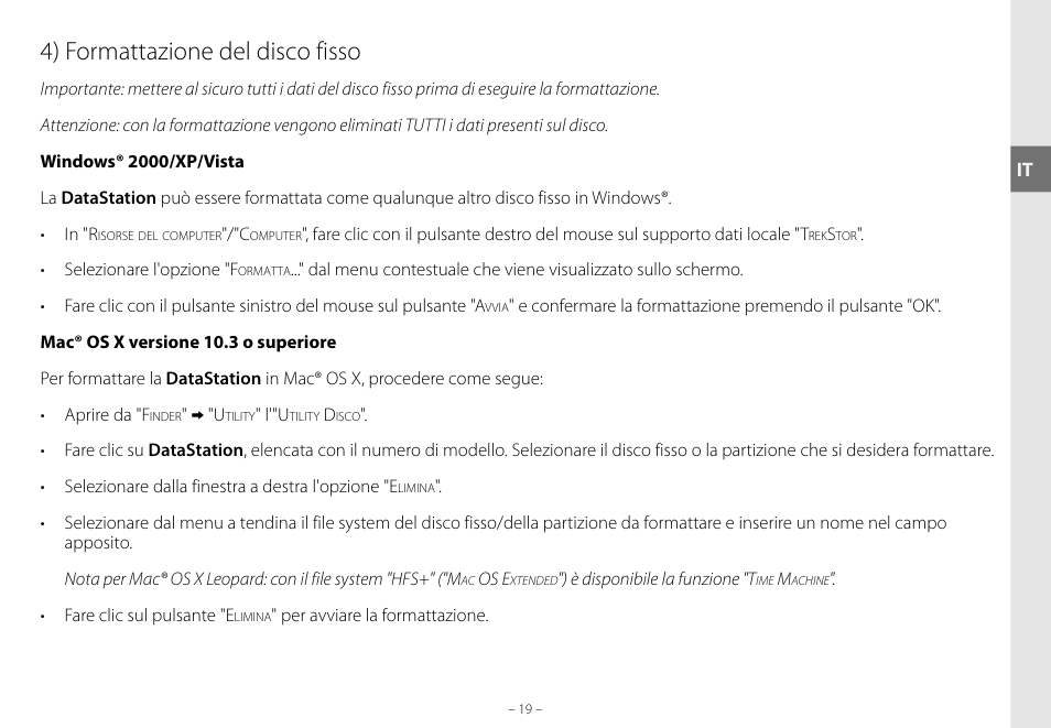 4) formattazione del disco fisso | TrekStor DataStation maxi g.u User Manual | Page 19 / 65