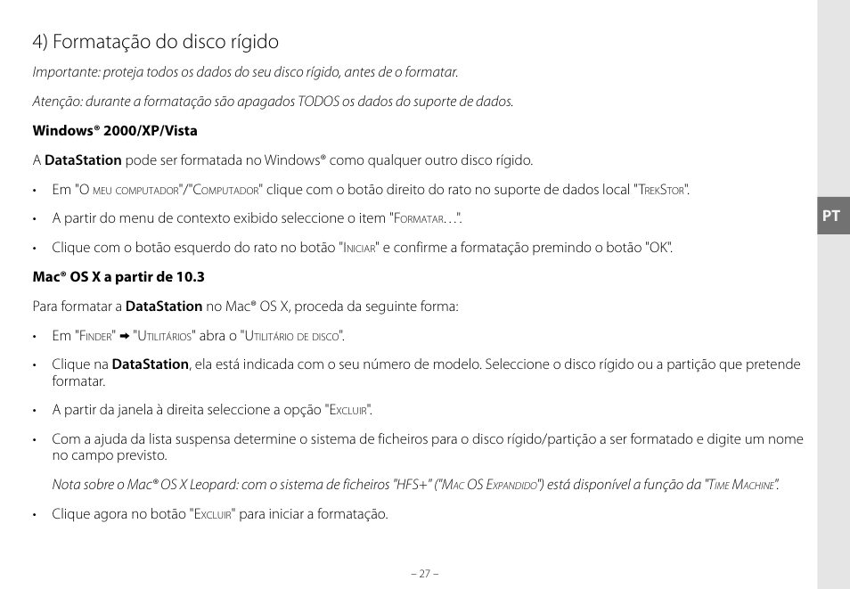 4) formatação do disco rígido | TrekStor DataStation maxi g.u User Manual | Page 27 / 65