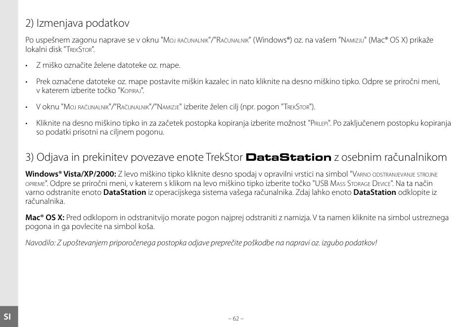 2) izmenjava podatkov, Z osebnim računalnikom, Datastation | TrekStor DataStation maxi g.u User Manual | Page 62 / 65