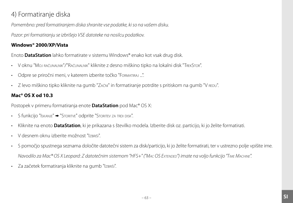 4) formatiranje diska | TrekStor DataStation maxi g.u User Manual | Page 63 / 65