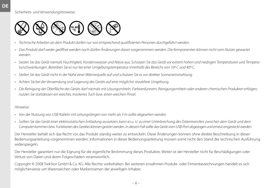 TrekStor DataStation maxi g.u User Manual | Page 8 / 65