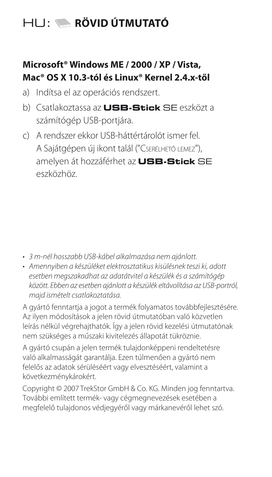 Hu: rövid útmutató | TrekStor USB-Stick SE User Manual | Page 11 / 14