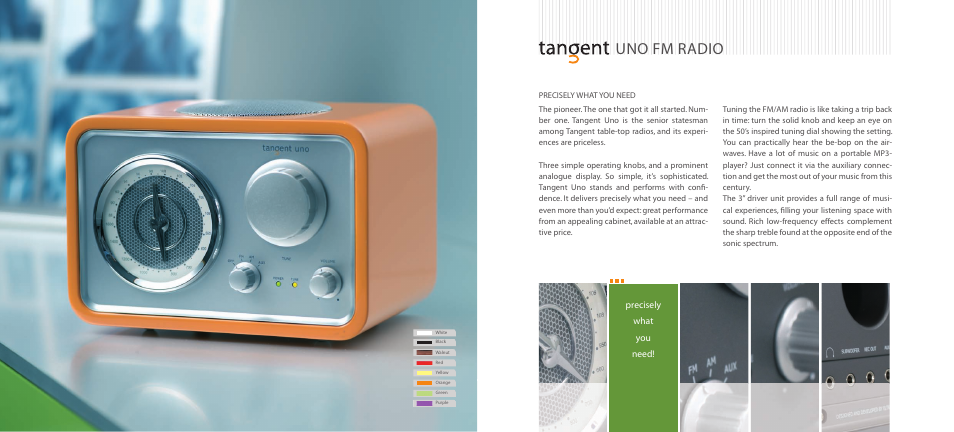Uno fm radio, Precisely what you need | Tangent Audio FM/AM Radio Clock User Manual | Page 4 / 13
