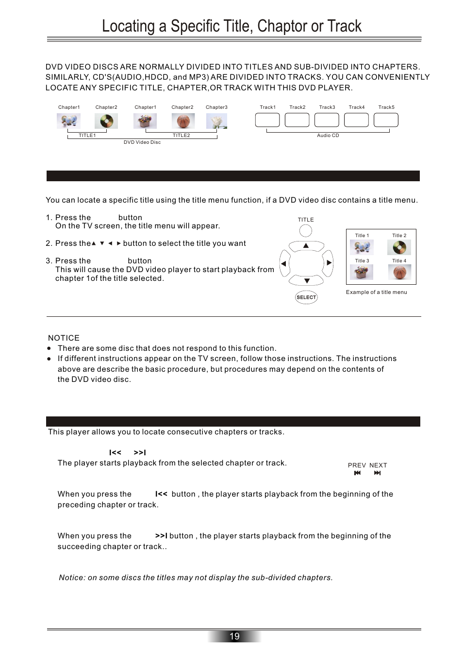 Locating a specific title, chaptor or track | Tangent Audio DVR-500 User Manual | Page 21 / 40