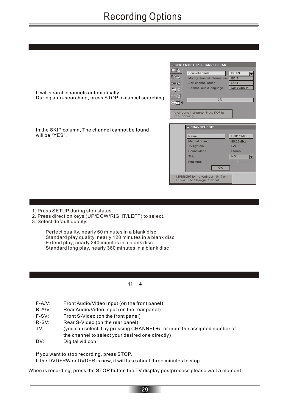 Recording options | Tangent Audio DVR-500 User Manual | Page 31 / 40