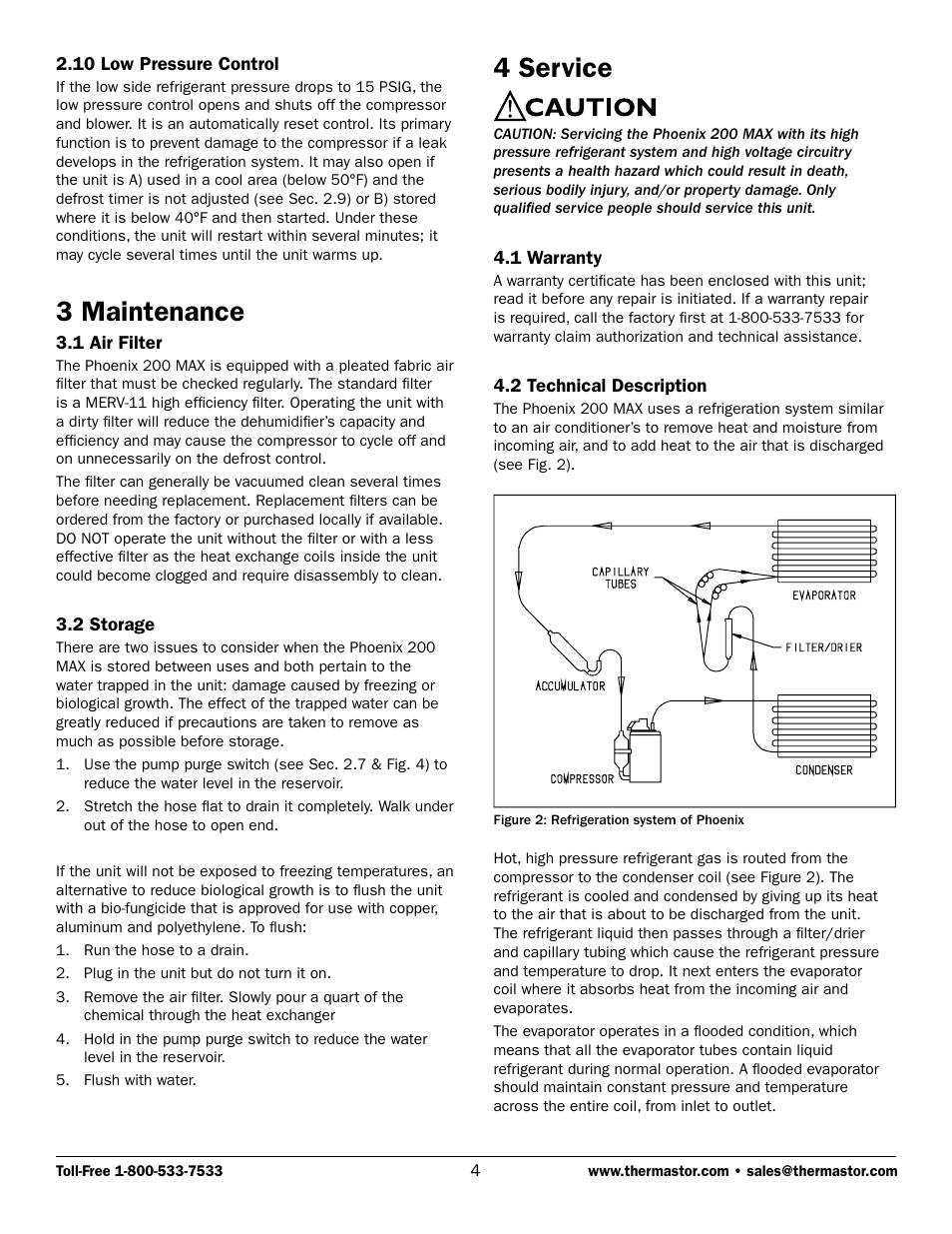 3 maintenance, 4 service | Therma-Stor Products Group 200 MAX User Manual | Page 4 / 11