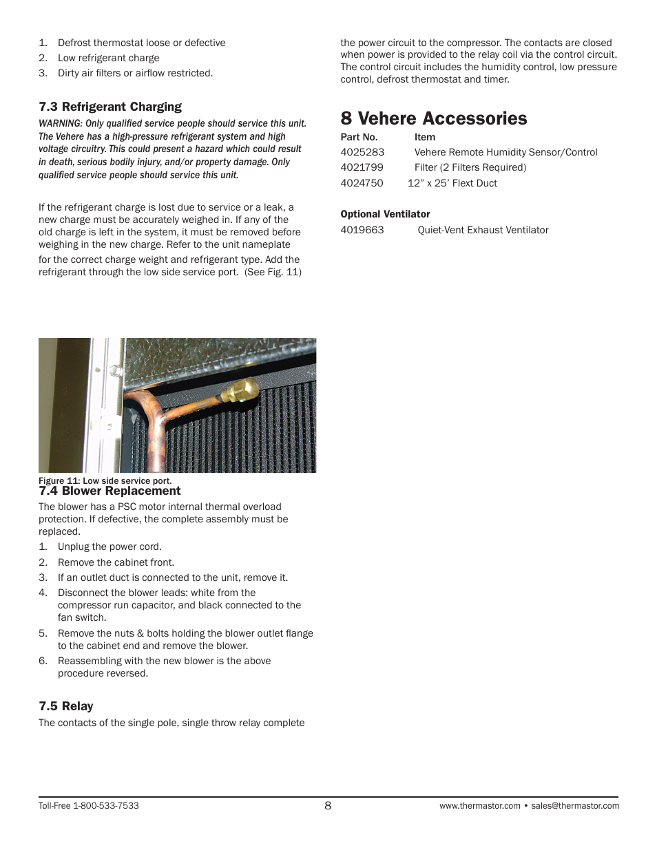 8 vehere accessories | Therma-Stor Products Group HI-E Dry Vehere User Manual | Page 8 / 11
