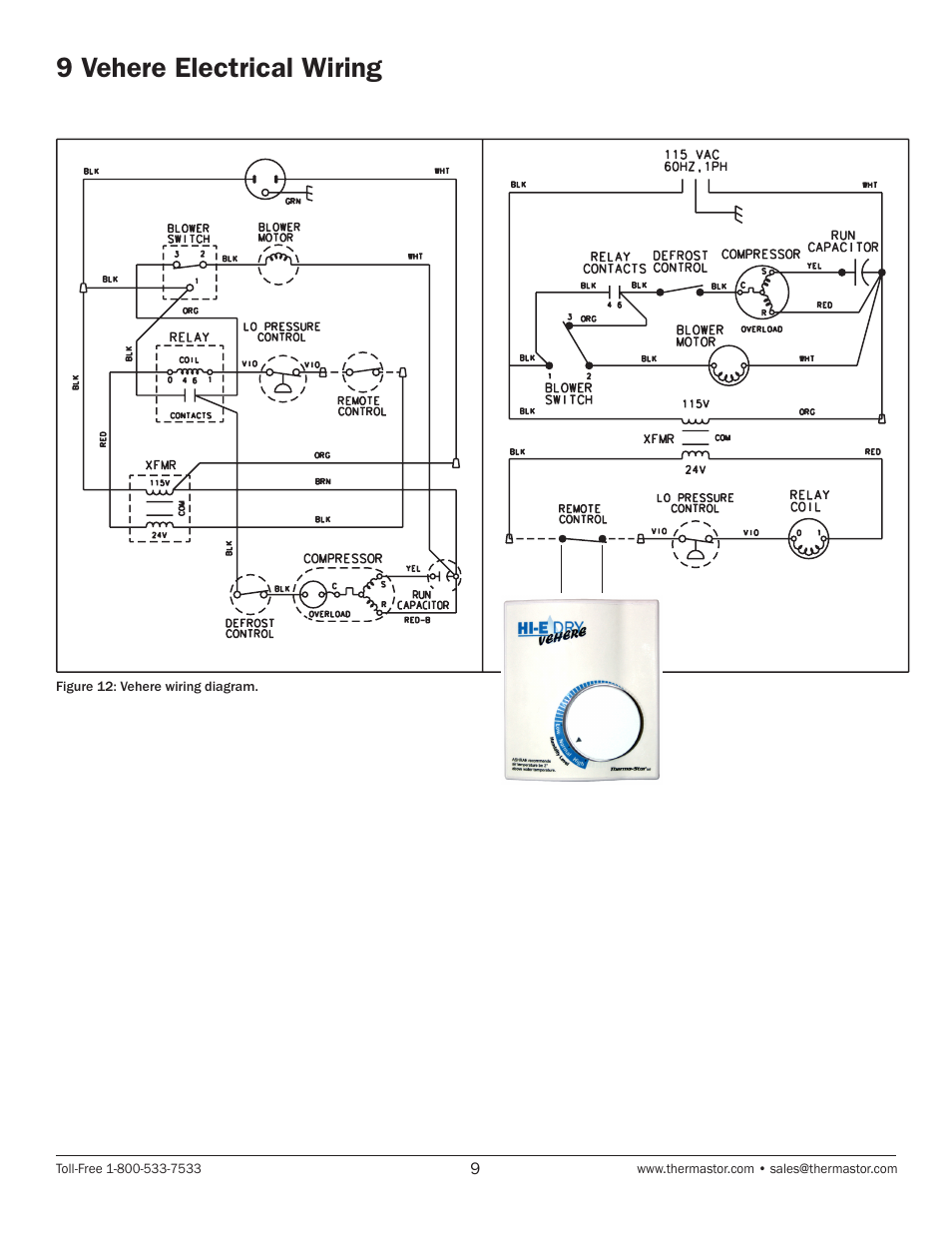 9 vehere electrical wiring | Therma-Stor Products Group HI-E Dry Vehere User Manual | Page 9 / 11