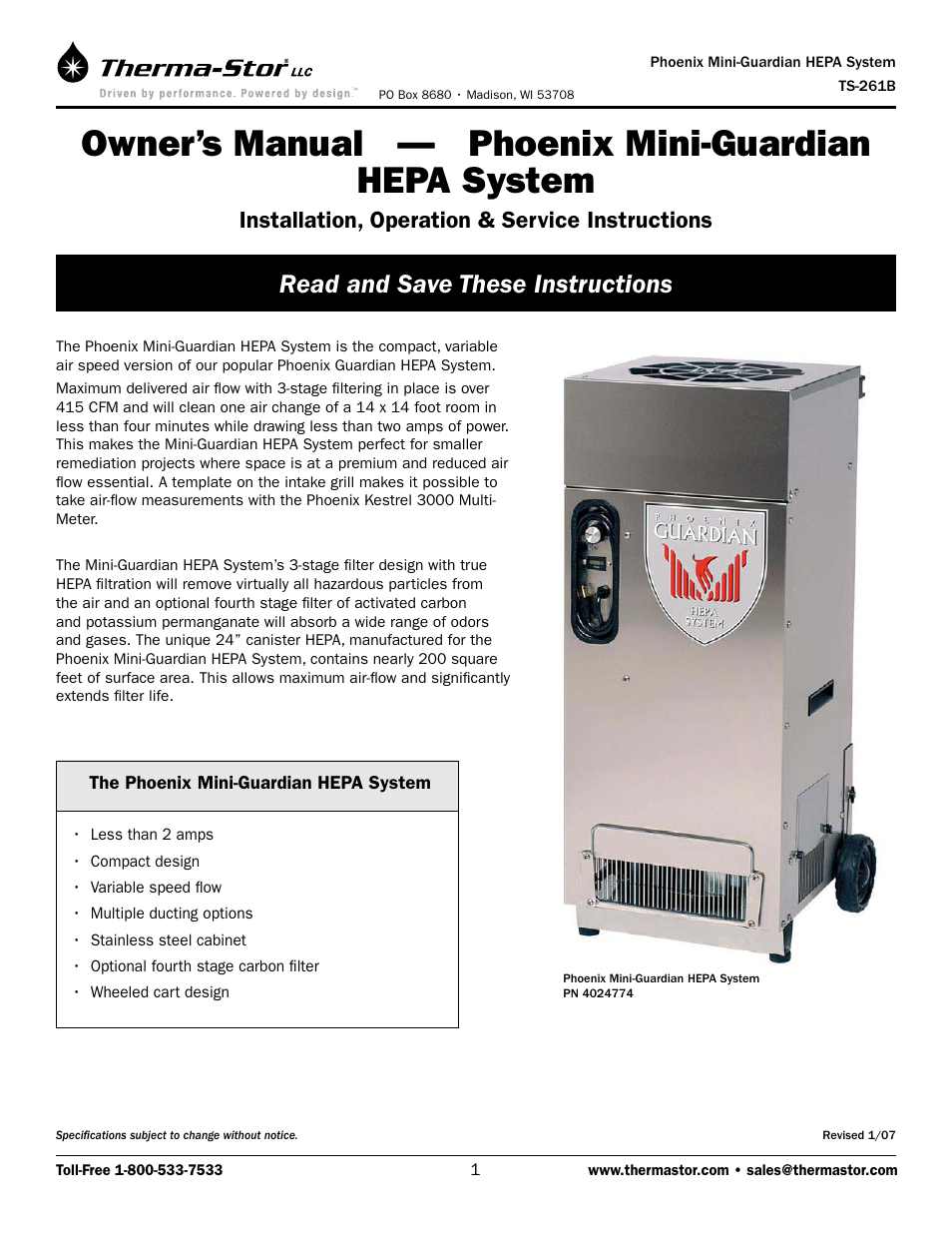 Therma-Stor Products Group TS-261B User Manual | 11 pages
