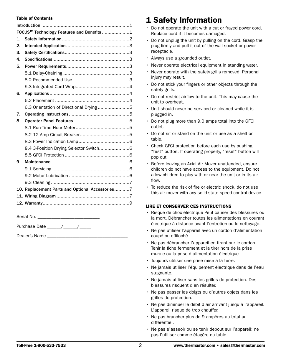 1 safety information | Therma-Stor Products Group TS-285 User Manual | Page 2 / 9