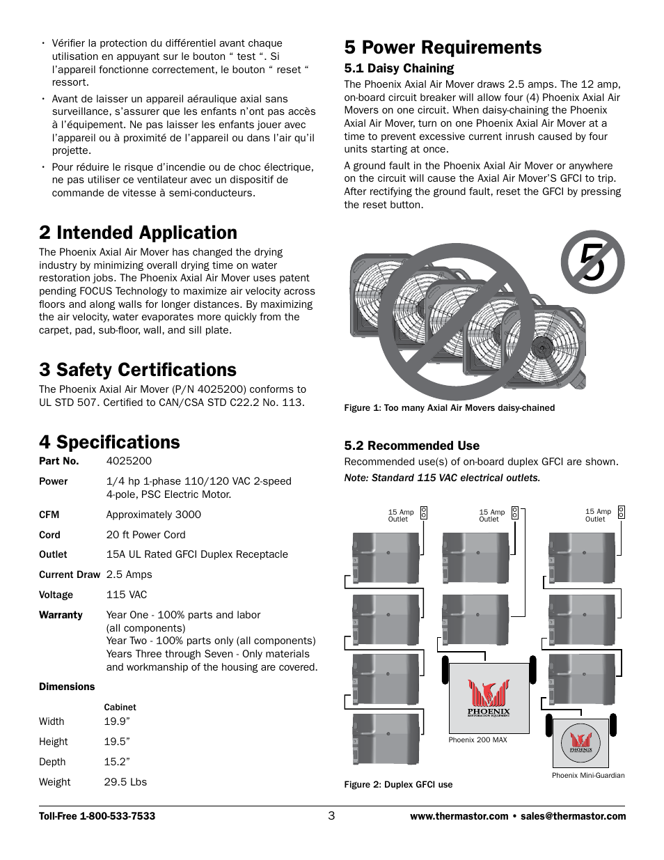 2 intended application, 3 safety certifications, 4 specifications | 5 power requirements | Therma-Stor Products Group TS-285 User Manual | Page 3 / 9