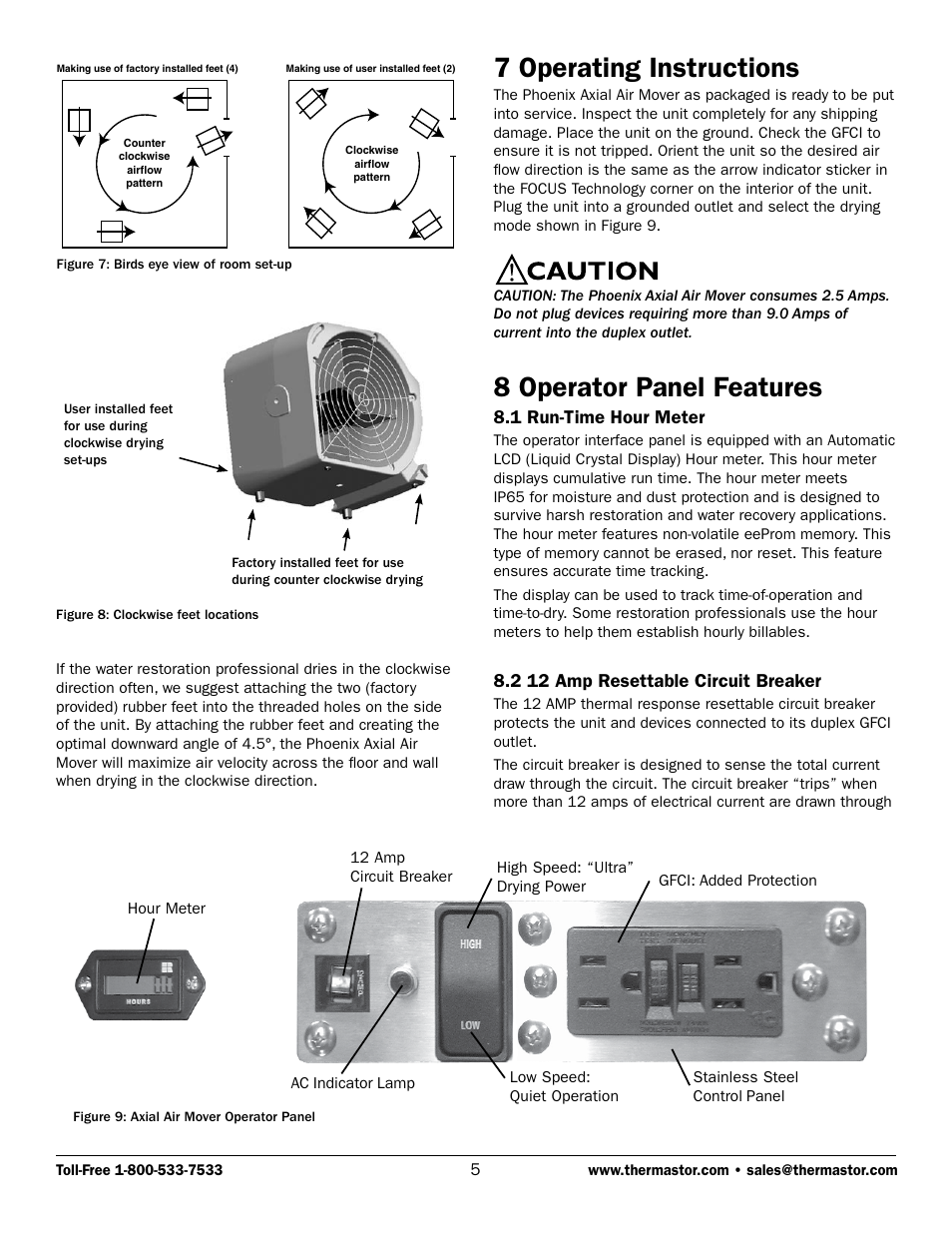 7 operating instructions, 8 operator panel features | Therma-Stor Products Group TS-285 User Manual | Page 5 / 9