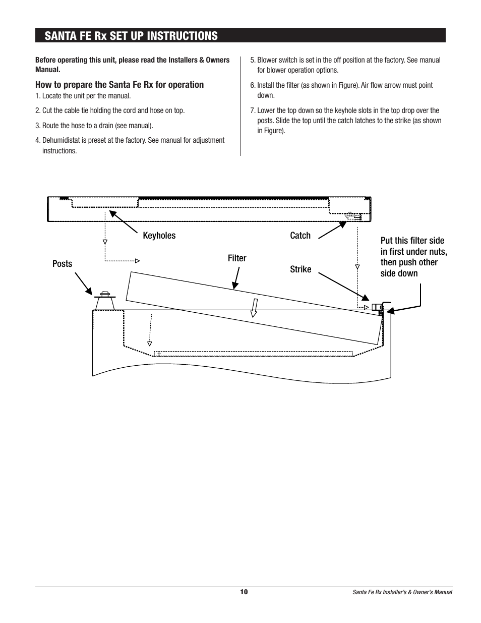 Santa fe rx set up instructions | Therma-Stor Products Group Santa-Fe Rx Free-Standing Dehumidification User Manual | Page 10 / 12