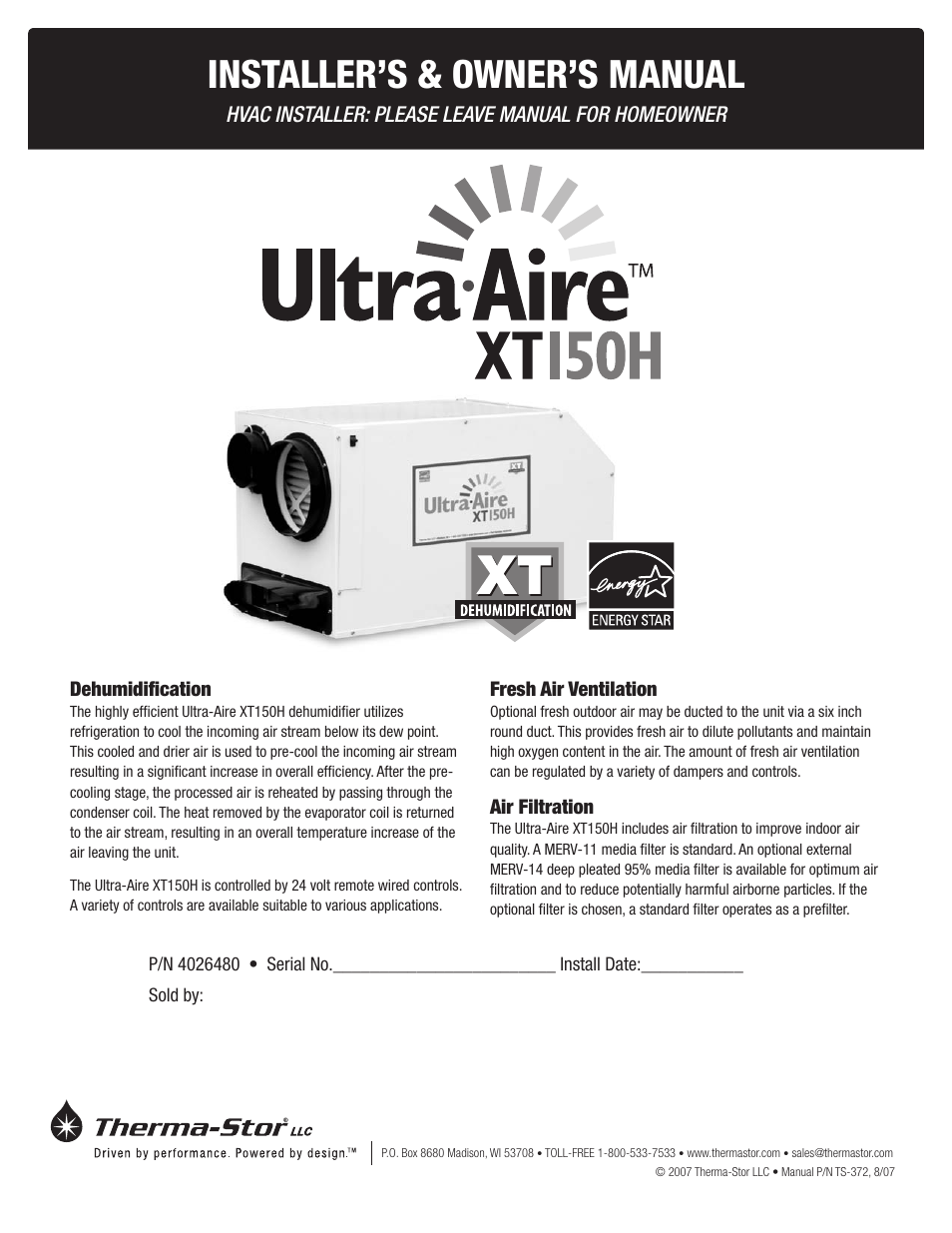 Therma-Stor Products Group XT150H User Manual | 22 pages