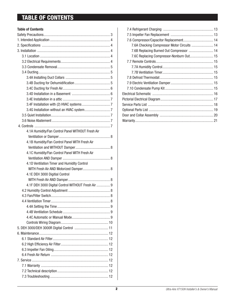 Therma-Stor Products Group XT150H User Manual | Page 2 / 22