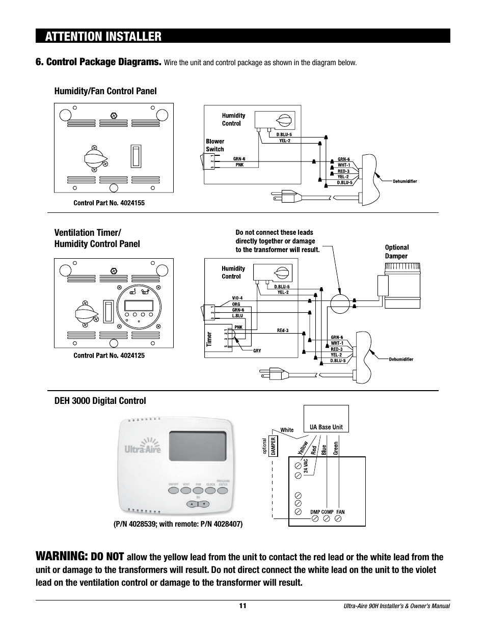 Attention installer, Warning | Therma-Stor Products Group 90H User Manual | Page 11 / 21
