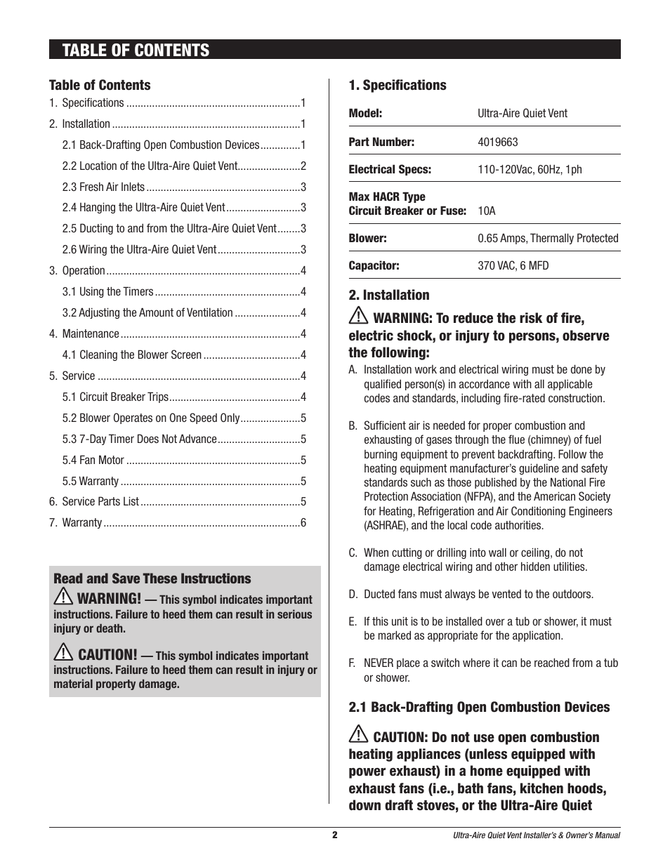 Therma-Stor Products Group Quiet-Vent Ventilation System User Manual | Page 2 / 8