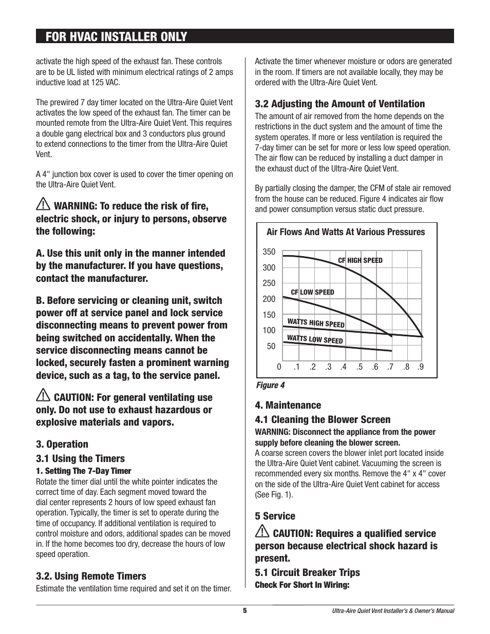 For hvac installer only | Therma-Stor Products Group Quiet-Vent Ventilation System User Manual | Page 5 / 8