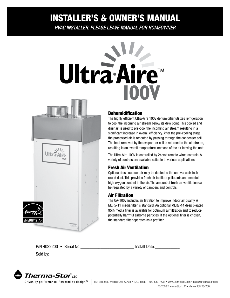 Therma-Stor Products Group Ultra-Aire 100V User Manual | 21 pages