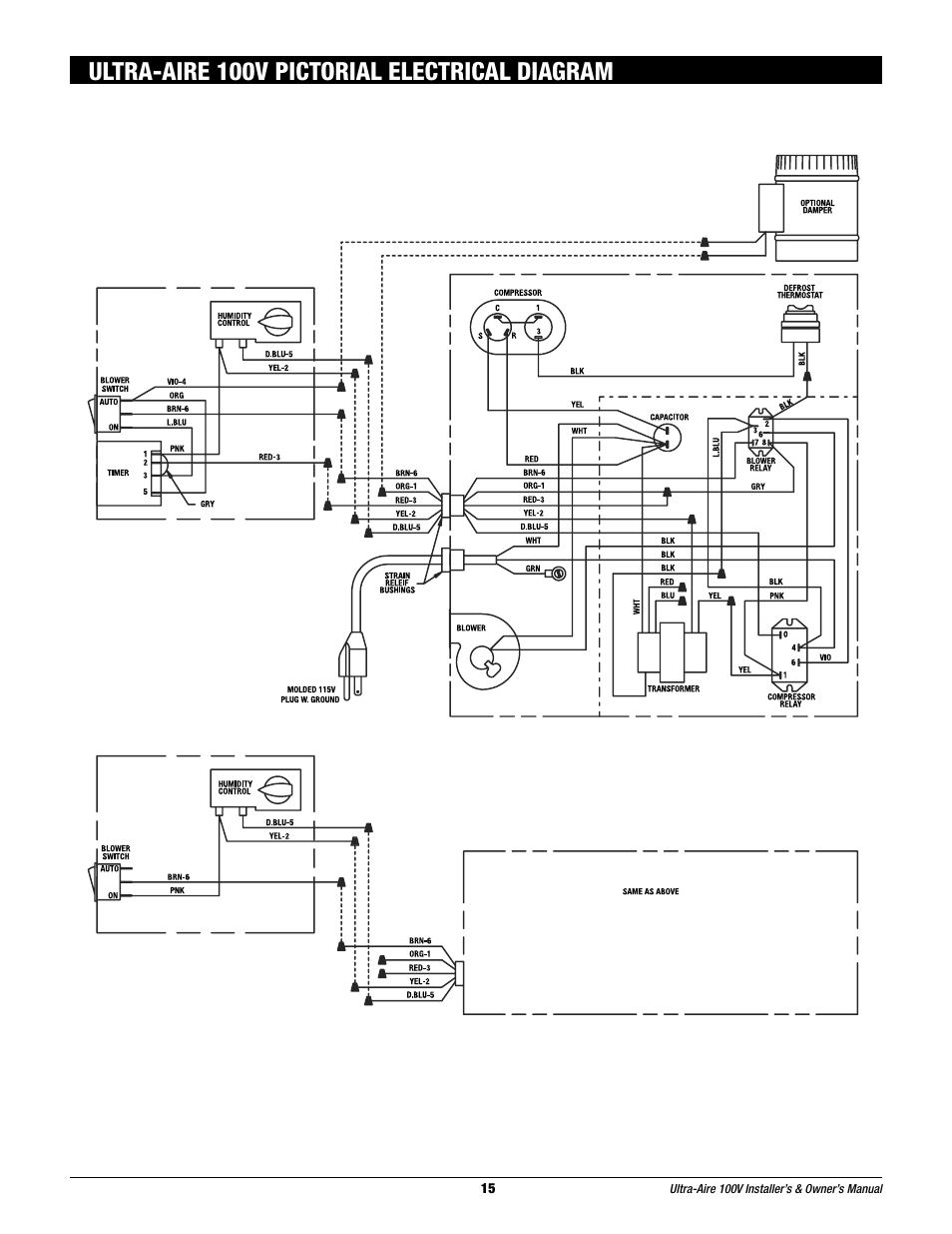 Ultra-aire 100v pictorial electrical diagram | Therma-Stor Products Group Ultra-Aire 100V User Manual | Page 15 / 21