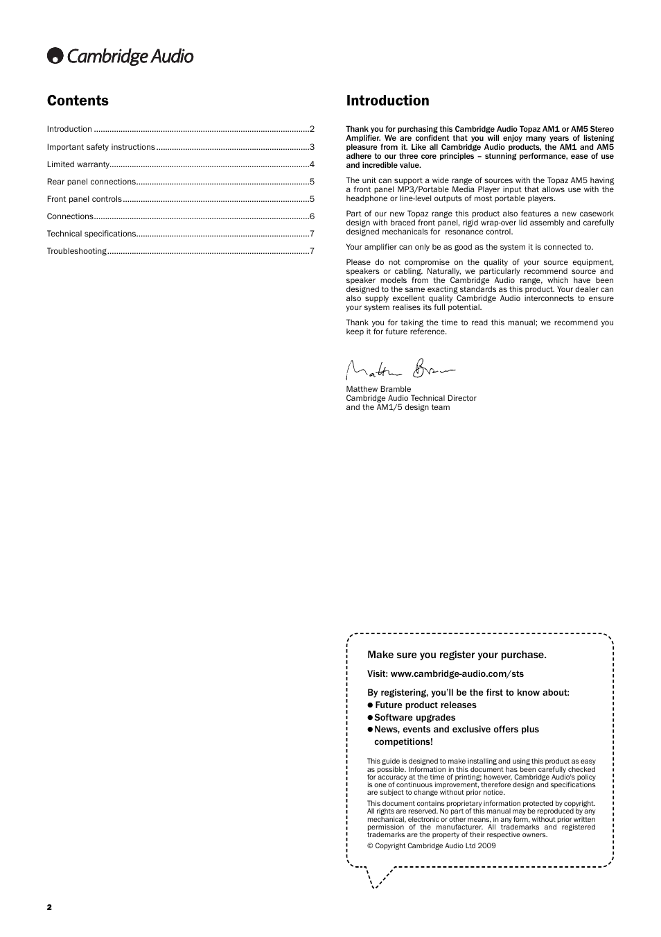 Contents introduction | Topaz Systems AM1 User Manual | Page 2 / 8