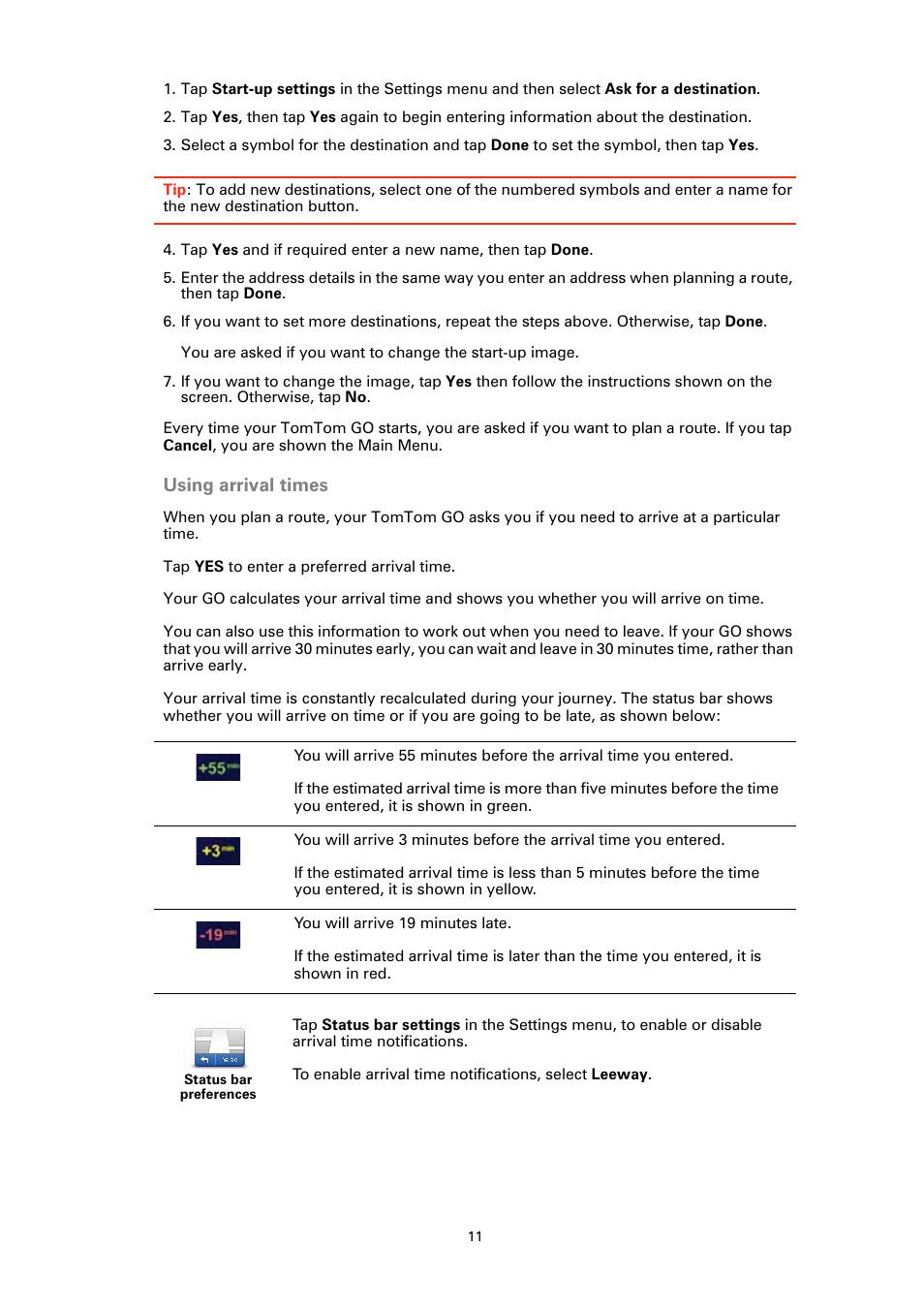 Using arrival times | TomTom GO User Manual | Page 11 / 86