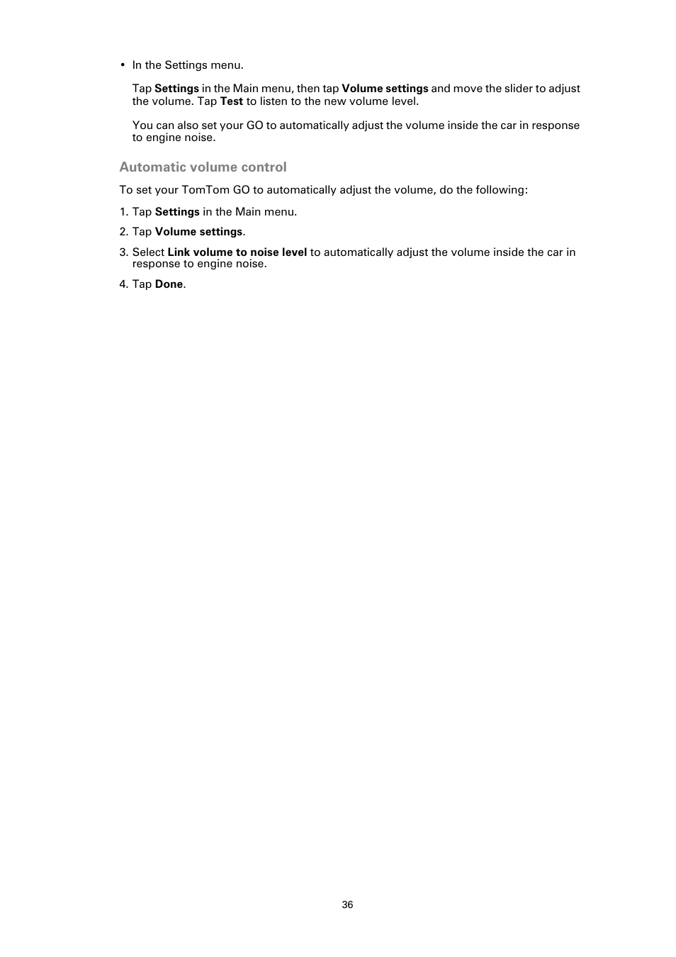 Automatic volume control | TomTom GO User Manual | Page 36 / 86