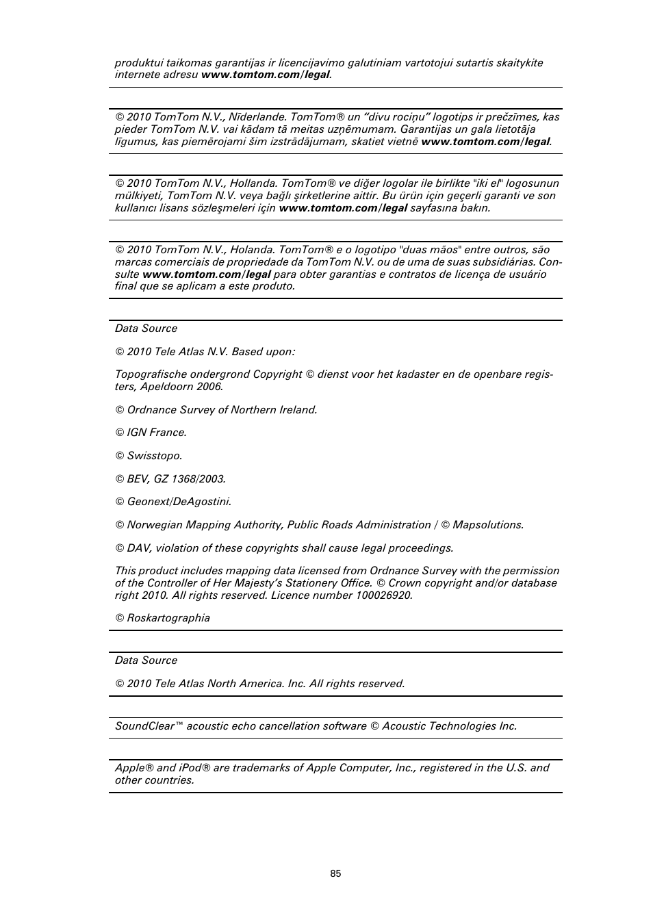 TomTom GO User Manual | Page 85 / 86