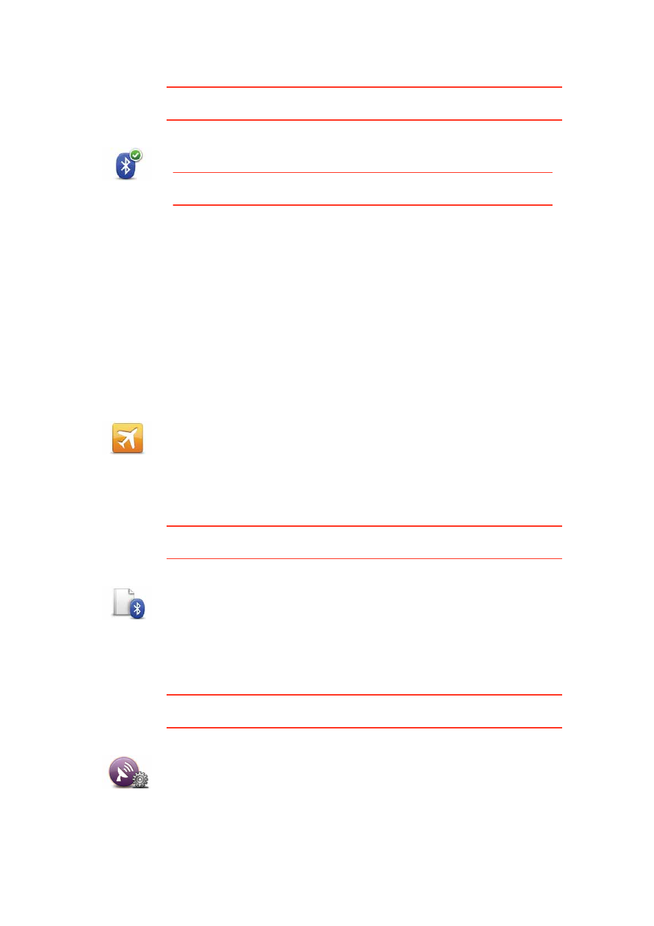 Bluetooth preferences, Flight mode, Send/receive files | My tomtom account, Flight mode send/receive files | TomTom GO EN User Manual | Page 47 / 86