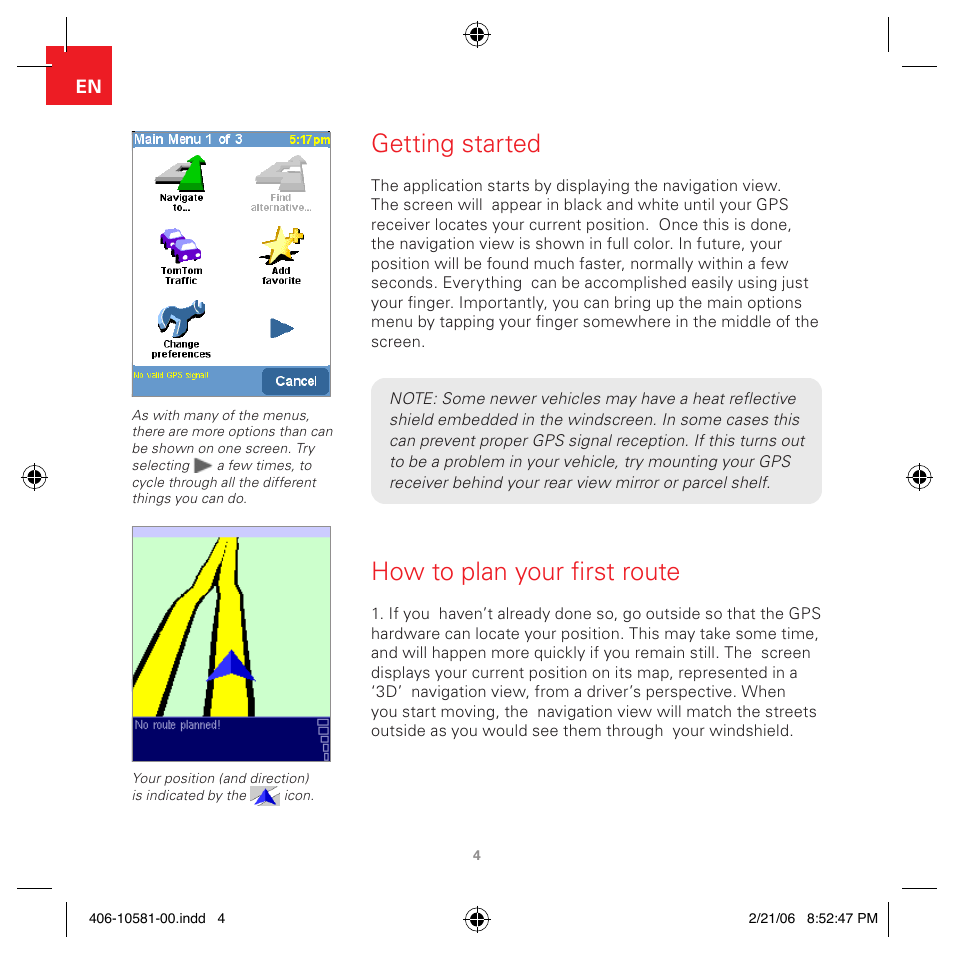 Getting started, How to plan your ﬁrst route | TomTom Navigator 5 406-10581-00 User Manual | Page 4 / 36