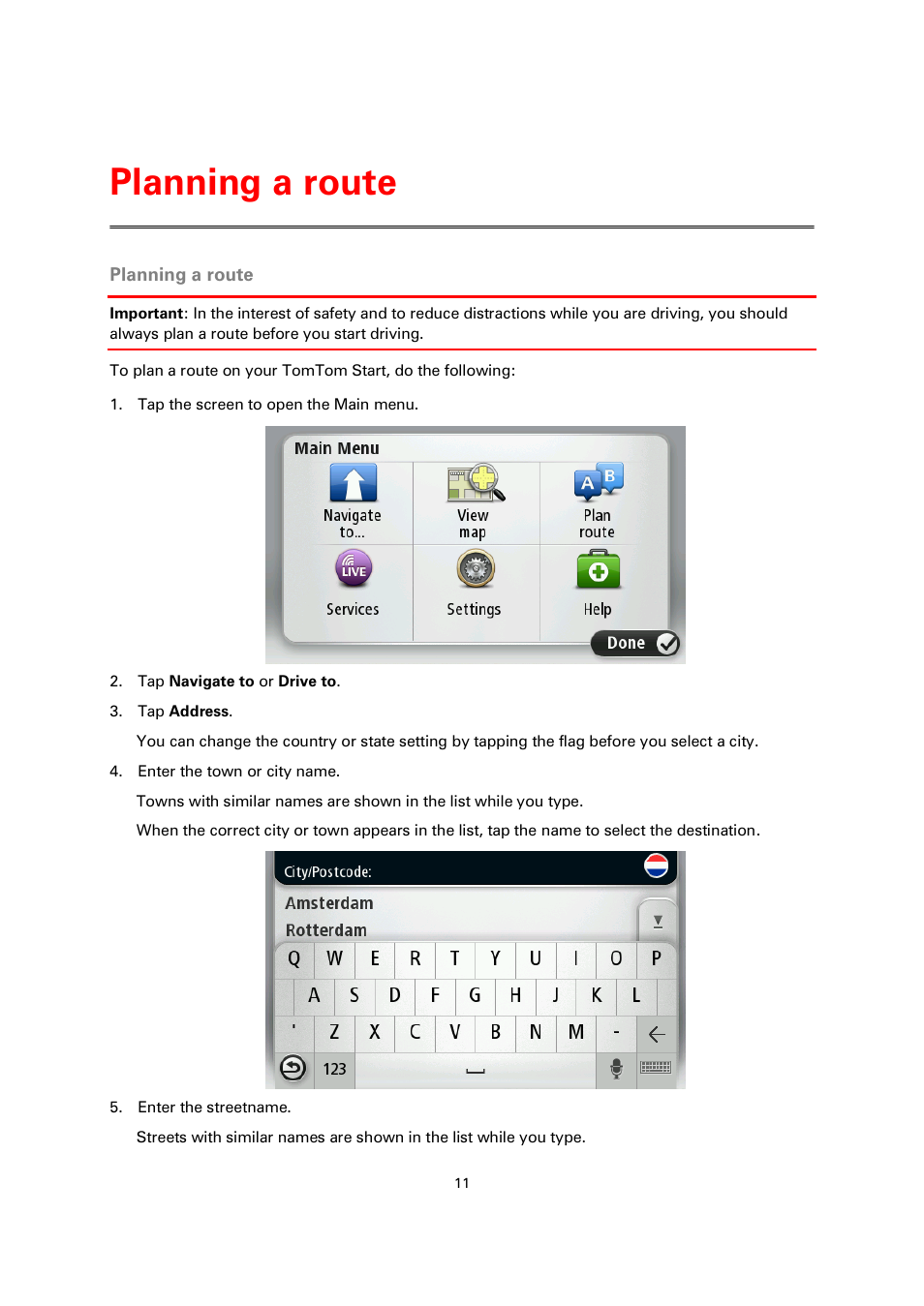 Planning a route | TomTom 4EN42 User Manual | Page 11 / 77