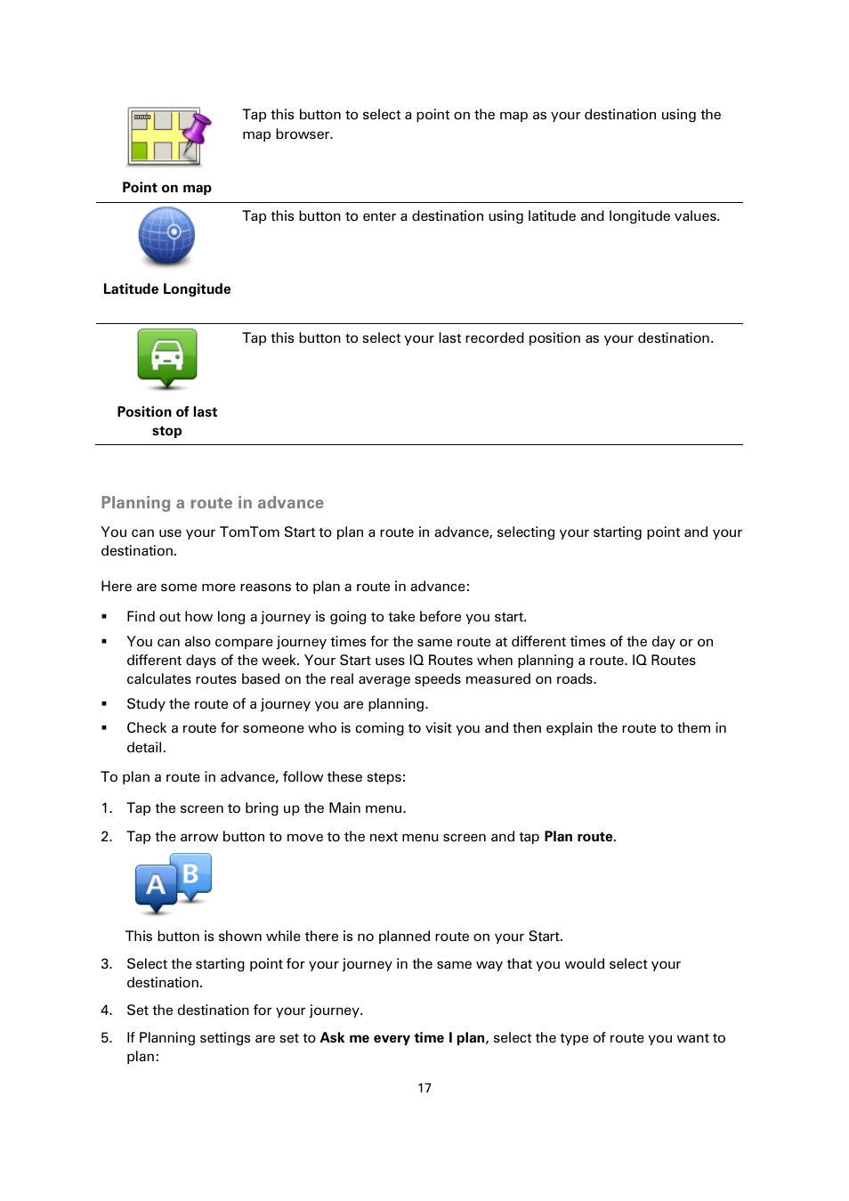 Planning a route in advance | TomTom 4EN42 User Manual | Page 17 / 77
