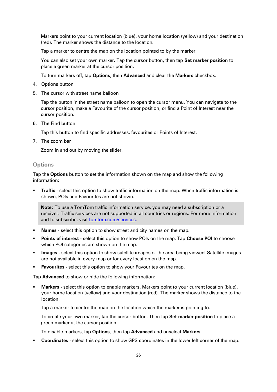 Options | TomTom 4EN42 User Manual | Page 26 / 77